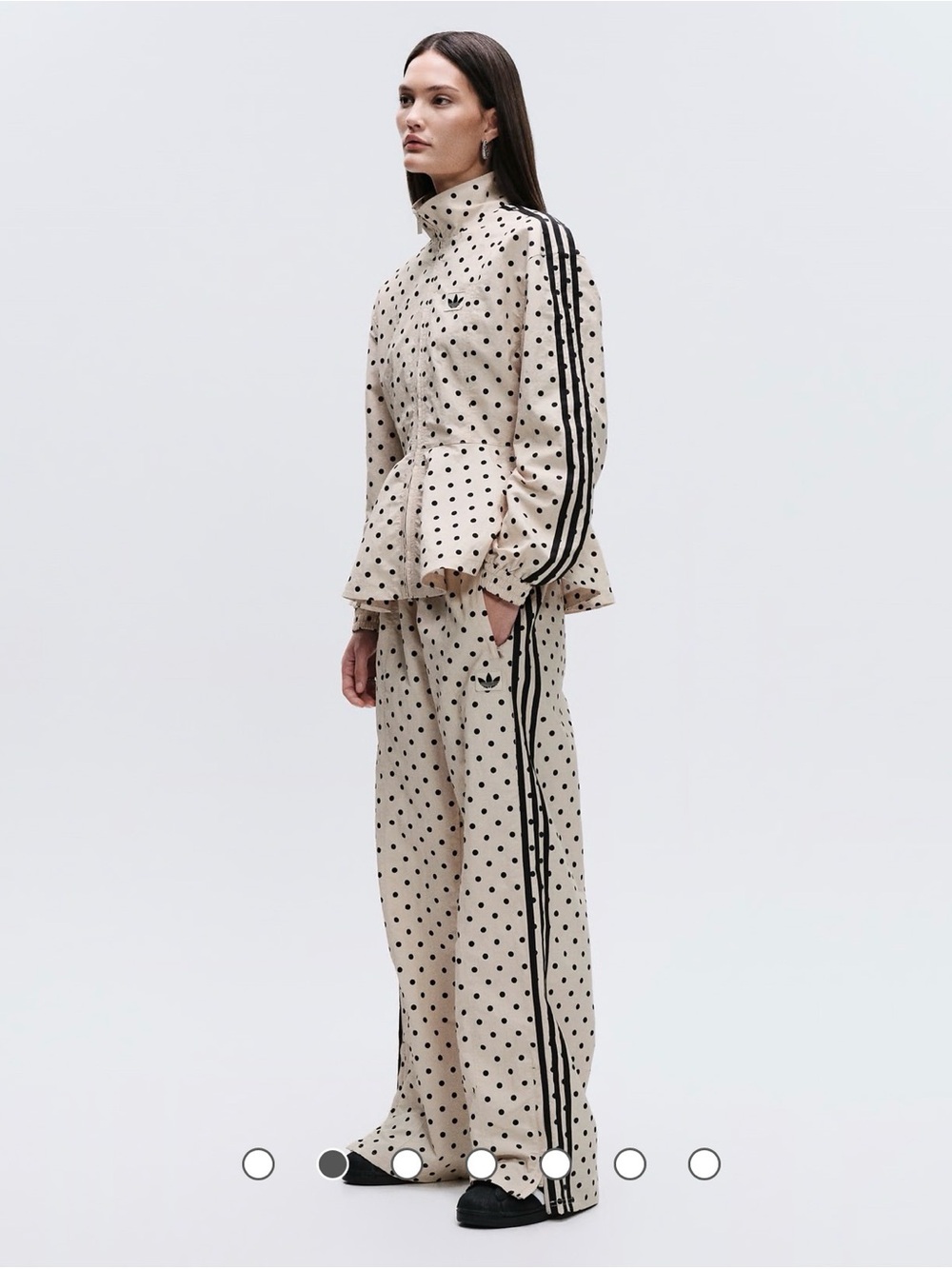 NWT adidas Original X ASOS Black Polka Dot Track Pants in Stone w/ Triple Stripe - Picture 4 of 7